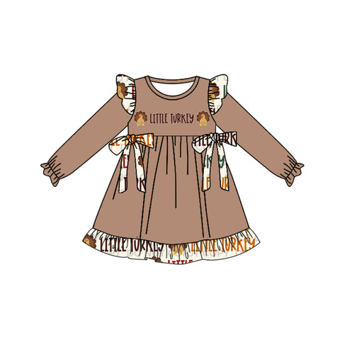 GLD0518 pre-order toddler girl clothes little turkey baby girl thanksgiving day dress-2024.5.27