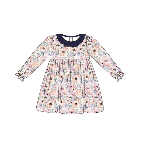 GLD0520 pre-order  toddler girl clothes floral flower girl winter dress 2024.5.30