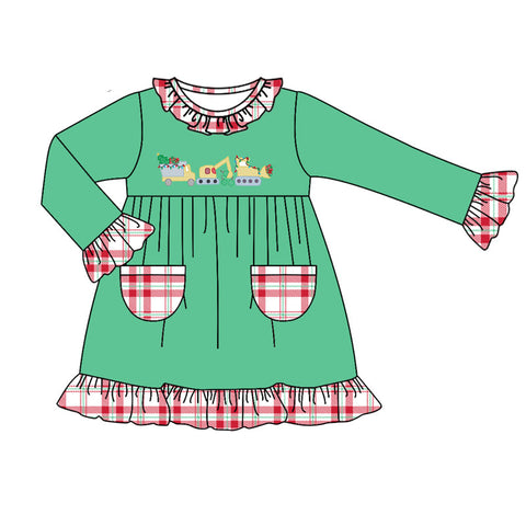 GLD0604 pre-order  toddler girl clothes excavator girl christmas winter dress-2024.7.8