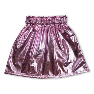 GLK0014 toddler girl clothes pink leather skirt