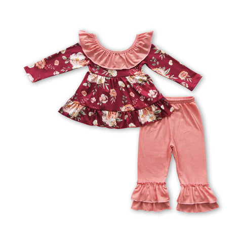 GLP0532 todder girl clothes floral girl winter outfit