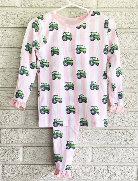 GLP0776 toddler girl clothes tractor girl pajamas set 1