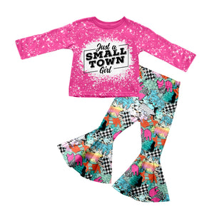 GLP0813 pre-order toddler girl clothes just a small town girl bell bottom outfit
