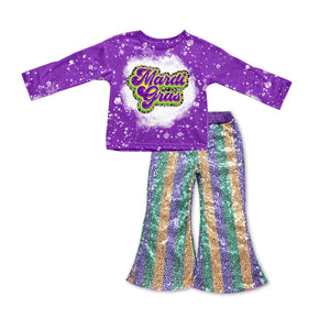 GLP0843 pre-order toddler girl clothes Mardi Gras sequin pant girl outfit