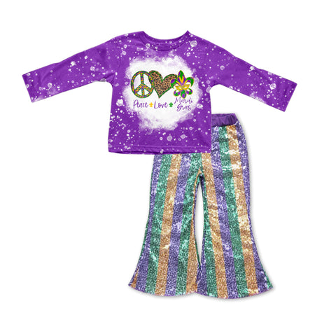 GLP0844 pre-order toddler girl clothes Mardi Gras sequin pant girl outfit
