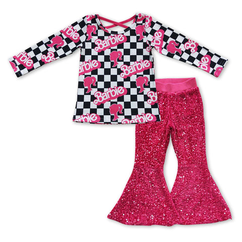 GLP0922 toddler girl clothes hot pink girl winter outfit 1