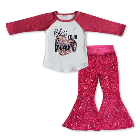 GLP0924 toddler girl clothes hot pink girl valentines day outfit