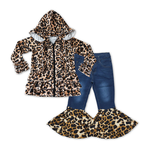 GLP1040 RTS toddler girl clothes leopard girl winter outfit