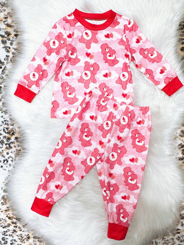 GLP1090 toddler girl clothes girl bear heart girl valentines day outfit