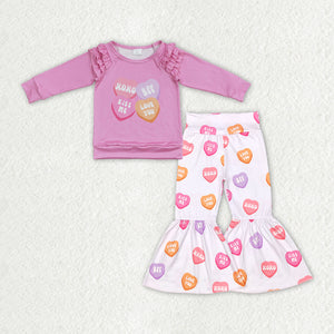 GLP1113 baby girl clothes girl valentines day outfit bell bottom outfit