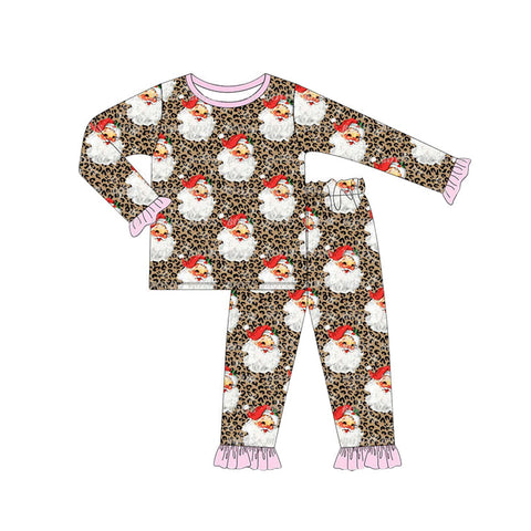 GLP1199 pre-order  toddler girl clothes santa claus girl christmas pajamas set 2024.5.30