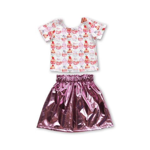 GSD0412 toddler girl clothes strawberry girl summer skirt set