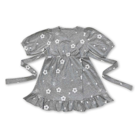 GSD0447 baby girl clothes grey flower girl summer dress