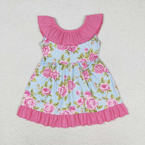 GSD0738 RTS baby girl clothes pink flower girl summer dress