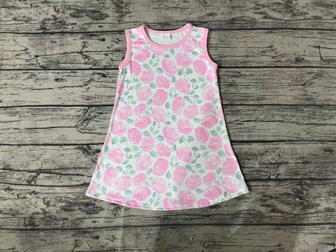 GSD1045 pre-order toddler clothes pink floral baby girl summer dress