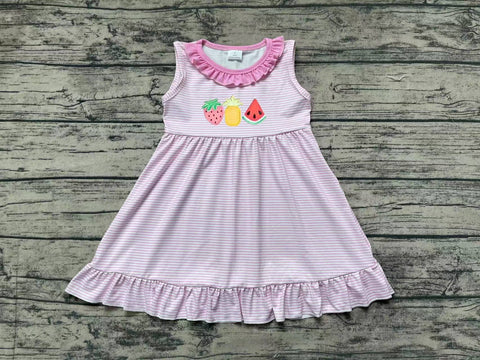 GSD1055 pre-order toddler girl clothes embroidery fruit strawberry watermelon girl summer dress