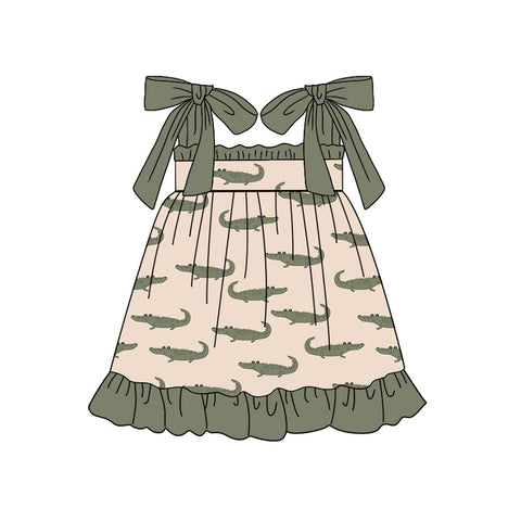 GSD1212 pre-order toddler clothes alligator baby girl summer dress