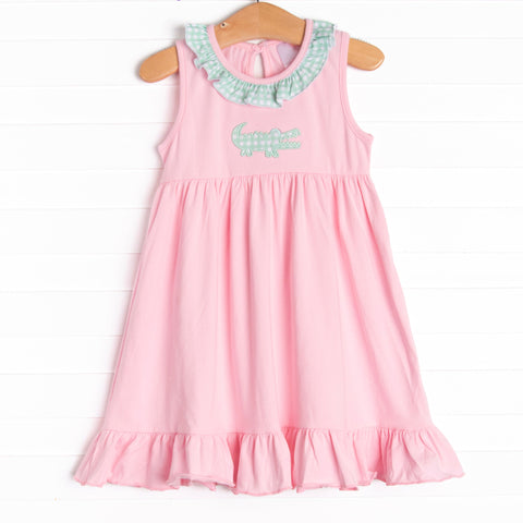 GSD1214 pre-order baby girl clothes alligator toddler girl summer dress