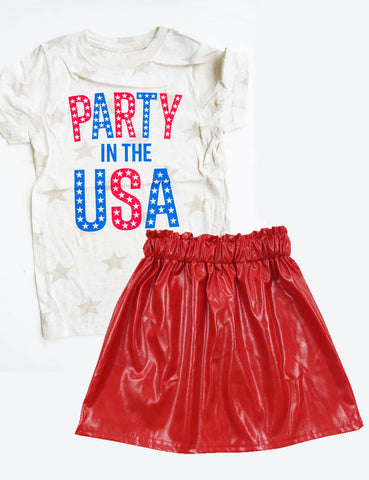 GSD1264 pre-order baby girl clothes 4th of July patriotic toddler girl summer leather pants outfit