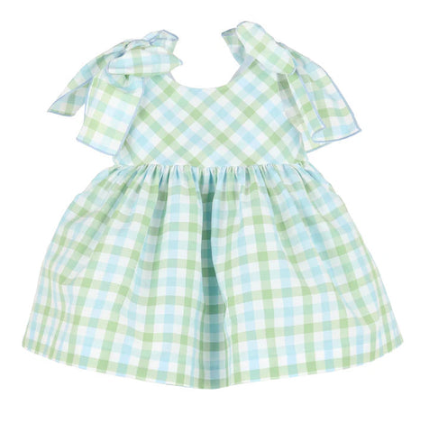 GSD1278 pre-order toddler clothes green gingham  baby girl summer dress