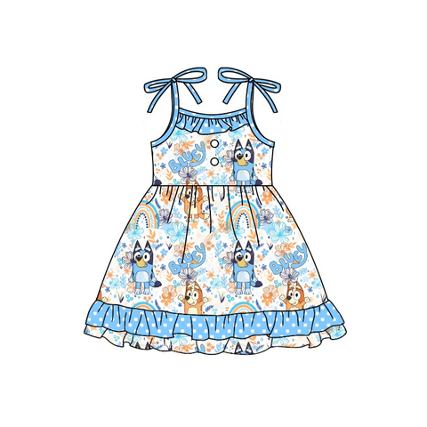 GSD1284 pre-order toddler clothes cartoon dog baby girl summer dress