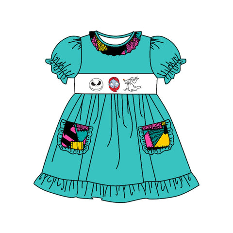 GSD1313 pre-order baby girl clothes skeleton head toddler girl  halloween dress-2024.5.15