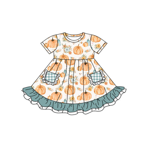 GSD1336 pre-order  toddler girl clothes pumpkin girl hallowerrn dress 2024.5.30