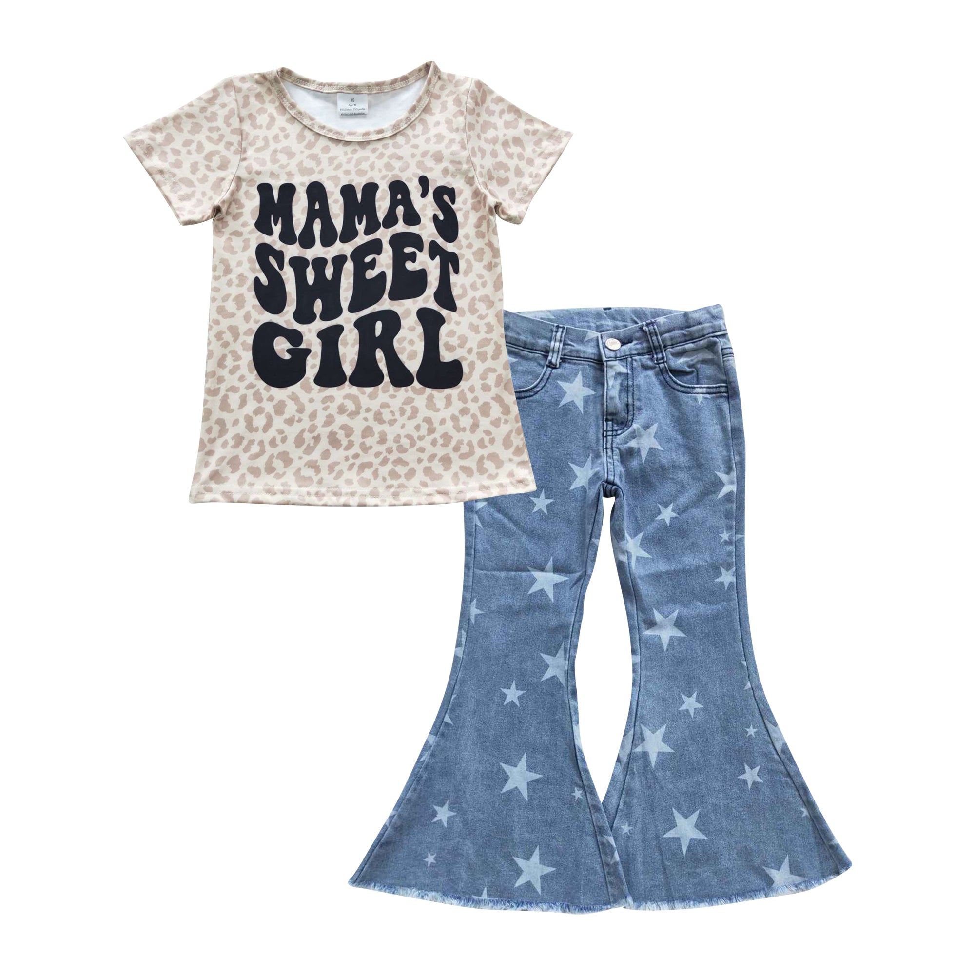 GSPO0690 toddler girl clothes mama's sweet girl boutique girl bell bottom set