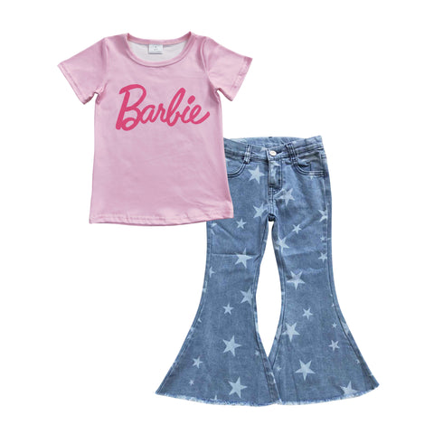 GSPO0693 toddler girl clothes girl boutique girl bell bottom set