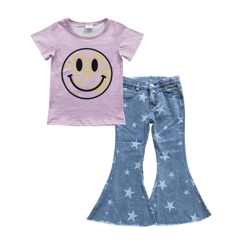 GSPO0694 toddler girl clothes girl boutique girl bell bottom set