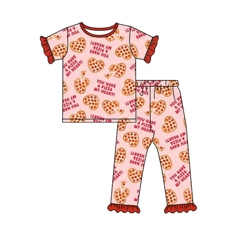 GSPO0886 pre-order baby girl clothes you have a pizza my heart valentines day pajamas set