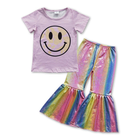 GSPO0912 baby girl clothes smile girl bell bottom outfit