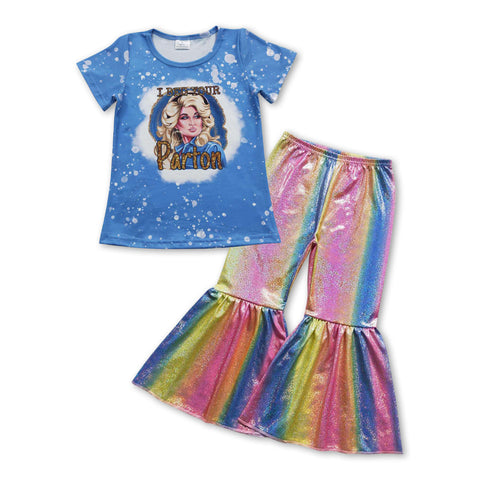 GSPO0913 baby girl clothes girl bell bottom outfit