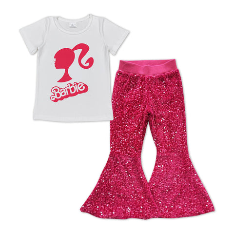 GSPO0983 toddler girl clothes sequined flared pants outfit