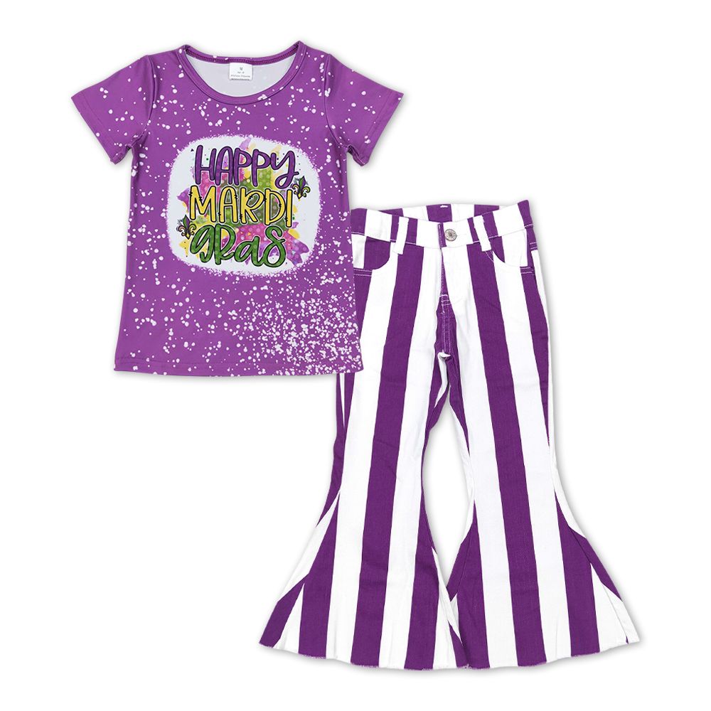 GSPO1123 toddler girl clothes girl Mardi Gras outfit