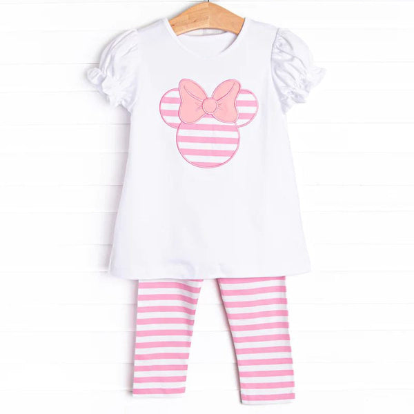 GSPO1198 RTS  baby girl clothes embroidery cartoon mouse pink outfits fall spring outfit 1