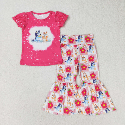 GSPO1275 RTS baby girl clothes cartoon dog girls bell bottoms outfit