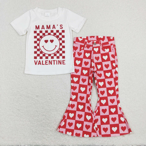 GSPO1363 toddler girl clothes heart girl valentines day outfit heart jeans set