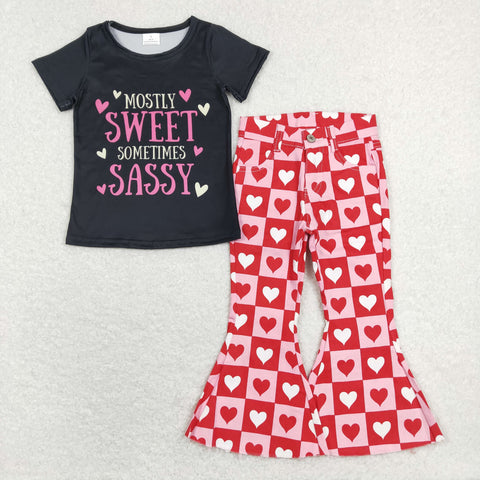 GSPO1364 toddler girl clothes heart girl valentines day outfit heart jeans set