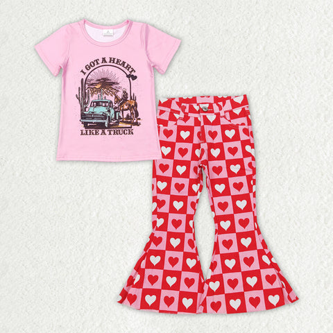 GSPO1365 toddler girl clothes heart girl valentines day outfit heart jeans set