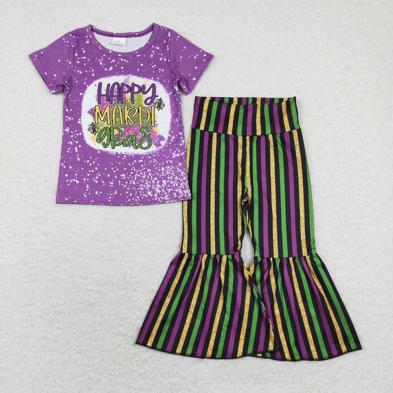 GSPO1393 baby girl clothes girl mardi gras outfit toddler mardi gras clothing set toddler bell bottom set