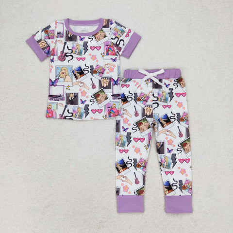 GSPO1492 RTS 3-6M to 7-8T baby clothes singer 1989 fall spring pajamas set