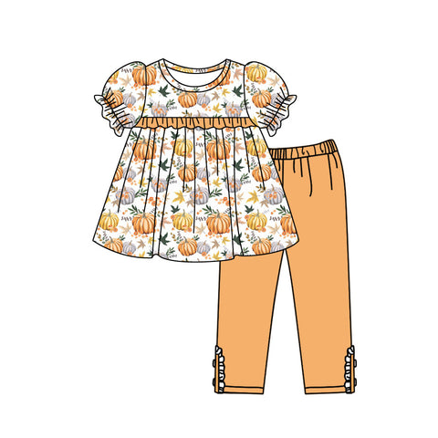 GSPO1543 pre-order baby girl clothes pumpkin girl halloween outfit