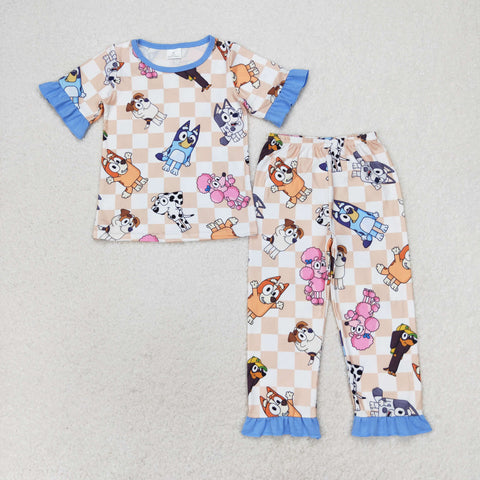 GSPO1581 RTS baby girl clothes cartoon dog girl fall  pajamas outfit