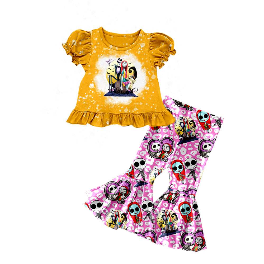 GSPO1587 pre-order baby girl clothes skull girl  halloween bell bottoms outfit-2024.5.16