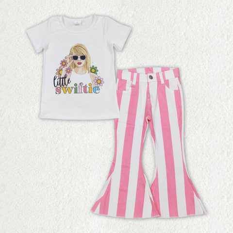 GSPO1599  baby girl clothes 1989 singer girl  bell bottoms jeans outfits
