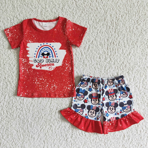 GSSO0094 RTS kids clothing july 4th cartoon set-promotion 2024.5.3 $5.5