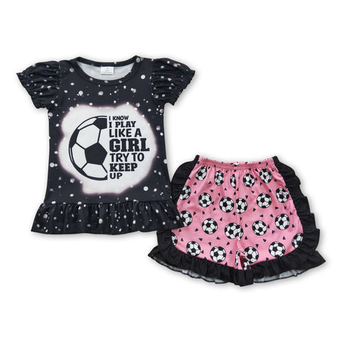 GSSO0267 baby girl clothes football summer outfit