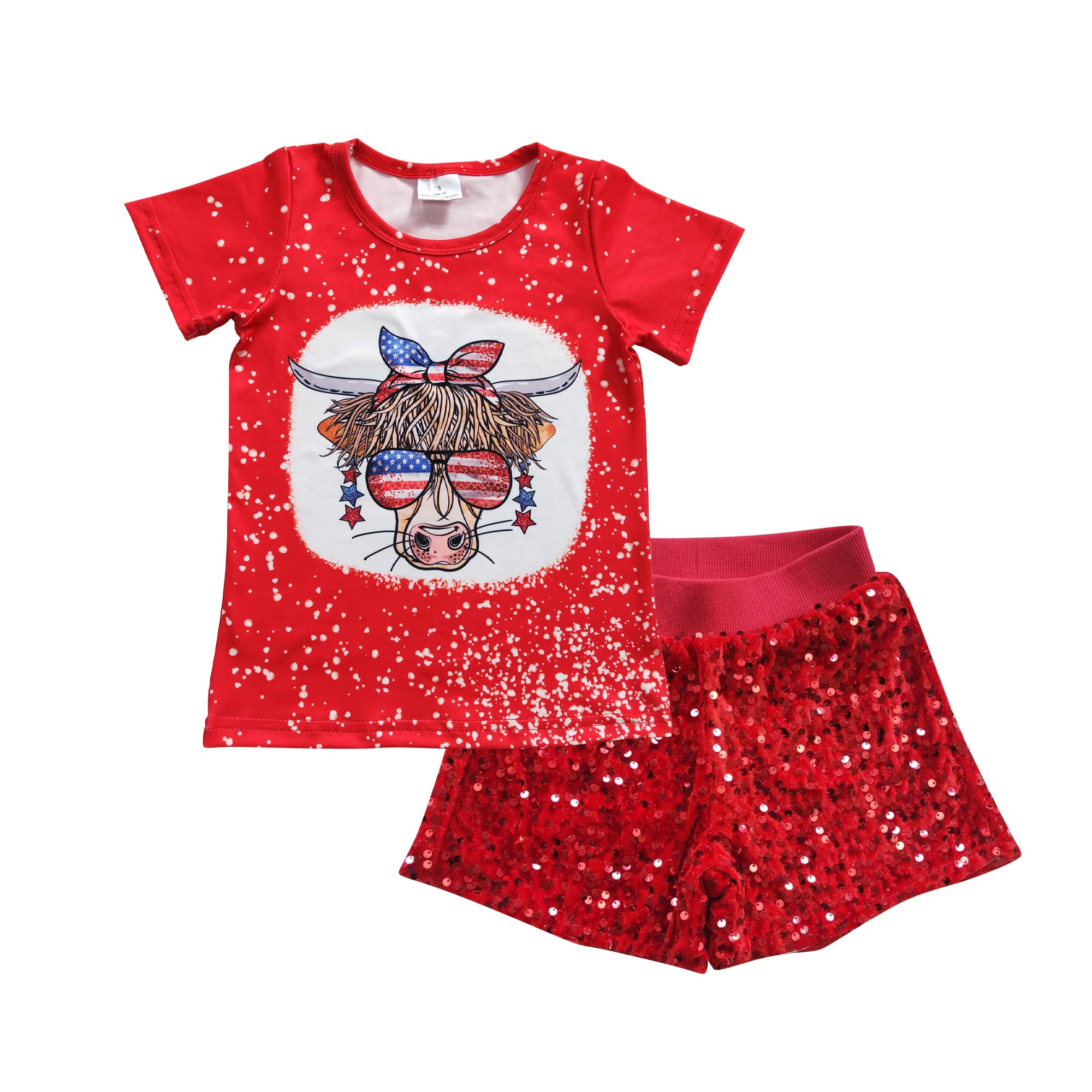 GSSO0352 toddler girl clothes patriotic 4th of July boutique girl summer shorts set