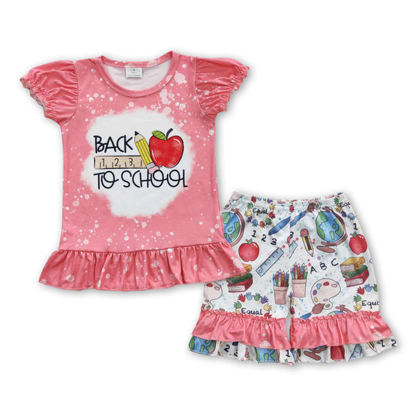 GSSO0355 toddler girl clothes back to school girl summer shorts set